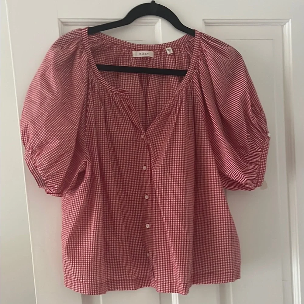 Doen Red Gingham June Blouse - Picture 1 of 10